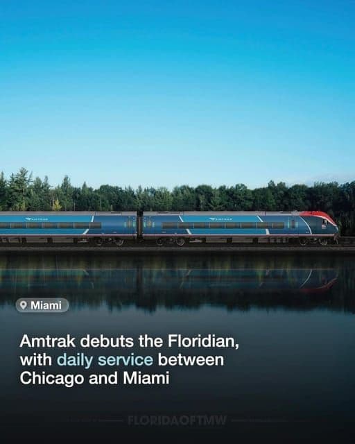 Amtrak debuts the Floridian, with daily service between Chicago and Miami